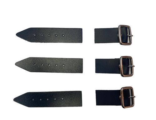 Sturdy Black Kilt Strap and Chrome Buckle with Leather Tab 1.25 Inch 3cm Wide x3
