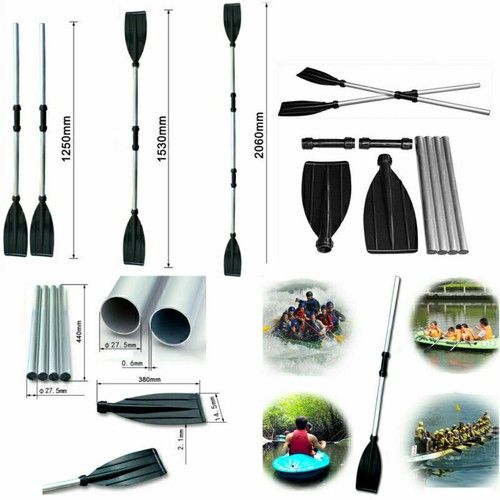 2pc 126cm/50" Boat Oars Double-ended Kayak Paddles Float Raft Canoe Detach Black