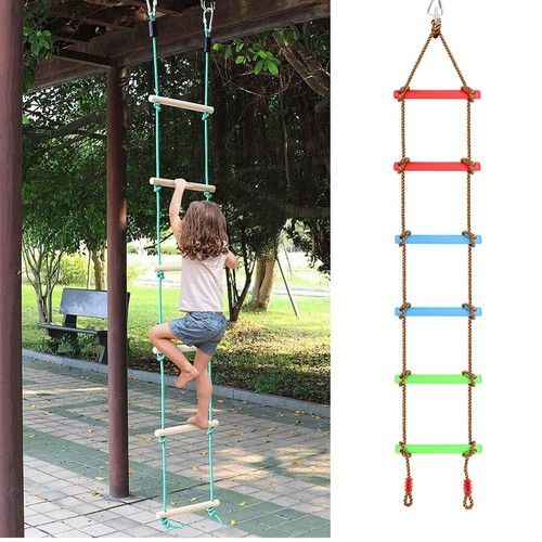 Kids Outdoor Climbing Ladder Frame Swinging Rope Ladder Garden Fun Activity Toy