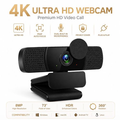 4K HD 1080P Webcam USB AutoFocus Web Camera With Microphone For PC Laptop UK