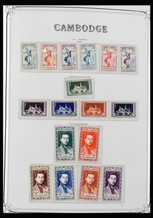 Lot 40306 Stamp collection Laos and Cambodia 1951-1974 in large Yvert album.