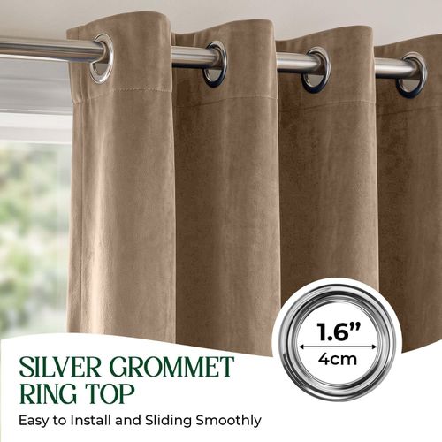 Thick Thermal Velvet Blackout Curtains Eyelet Ring Top Fully Lined Ready Made UK — image 2
