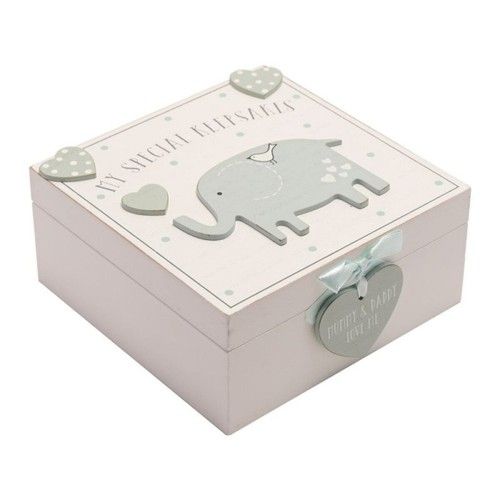 Baby Keepsake Box Elephant Boy Girl Wood Christening Shower Gift
