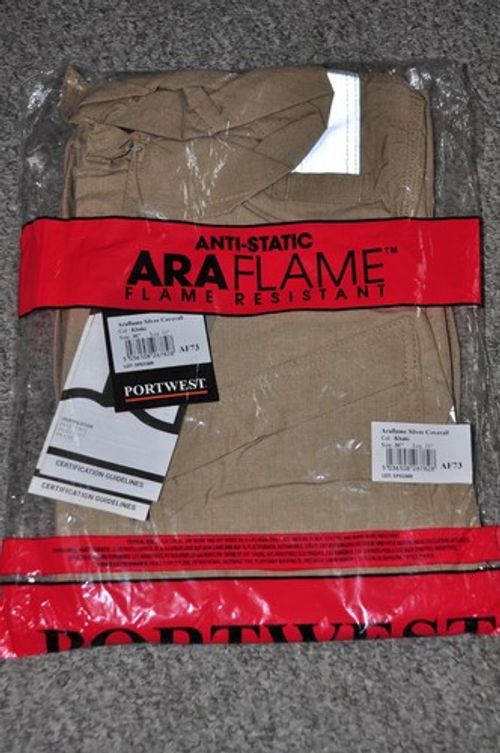 Portwest Araflame Coverall AF73 Anti-Static Flame Resistant Khaki Size 36 L31
