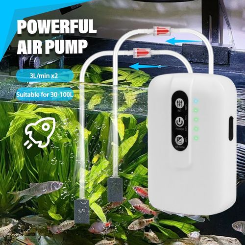 Silent Aquarium Oxygen Pump Air Pump Fish Tank Twin Outlet Valve Accessories UK — image 6