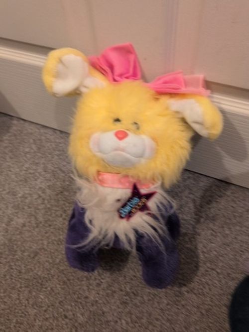 Vintage Barbie And The Rockers Dog Soft Toy 1986 Yellow And Purple Rare To Find