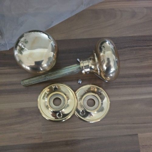 1  Solid Natural Brass Door Knobs Rim Lock Handles New But Old Stock Reclaimed