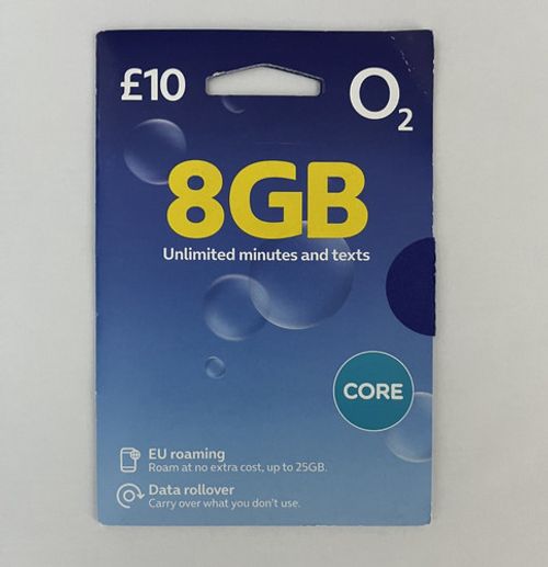 O2 Sim Card  £10 Bundle - 8GB Data Unlimited Calls Texts