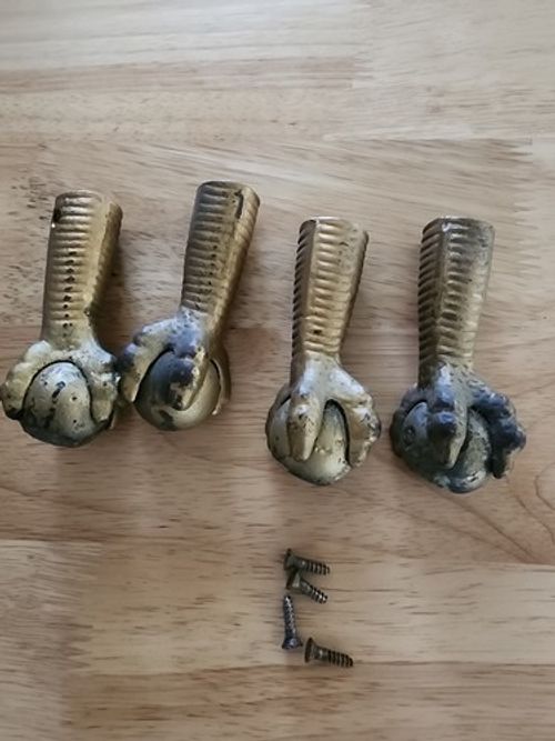 Antique Victorian Cast Metal Claw and Ball Furniture Feet Lot of 4 Matching