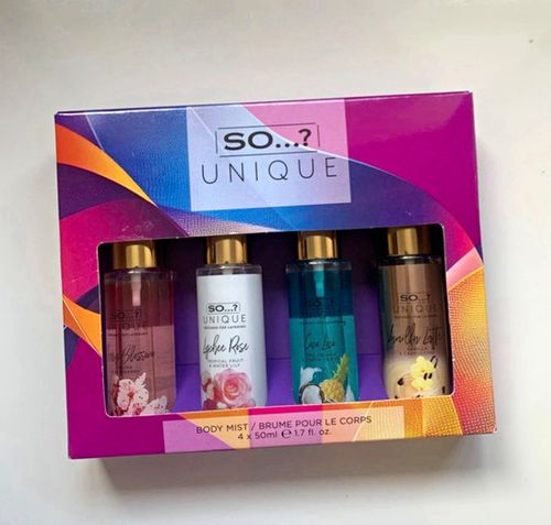 So...? Unique Body Mist Gift Set Spray 4 x 50ml Cherry Blossom & More — image 1