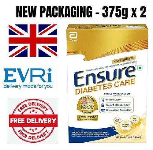 2 X 375gm Abbott Ensure Diabetic Care Vanilla Powder Nutrition Glucerna Fibre 