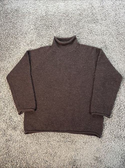 Vtg J. Crew Roll Neck Sweater Mens Medium Pullover Sweater Chunky Wool Brown