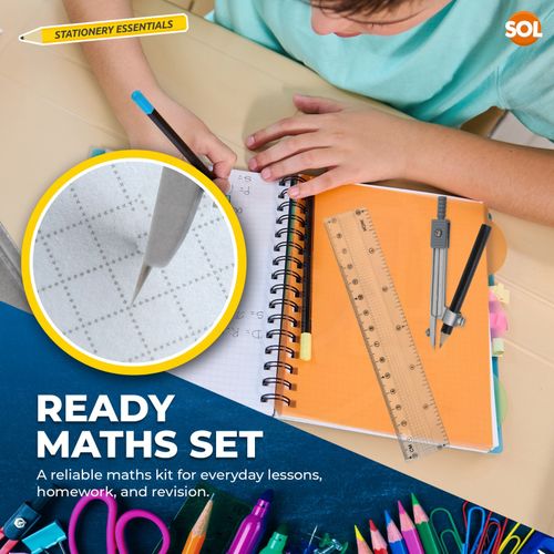 8 Pcs Professional Maths Geometry Set Compass Ruler Protractor Case School Exam — image 4