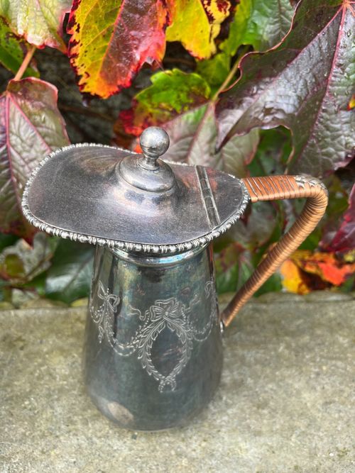 Antique silver plated water pitcher, 19 cm tall. — image 3