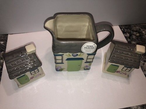 10 Sets Pretty Cottage Style, Salt & Pepper Shakers & Milk Jug.  Hand Painted