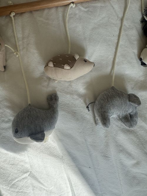 Safari Hanging Plush Nursery Mobile for Cot - Giraffe Zebra Elephant Grey — image 4