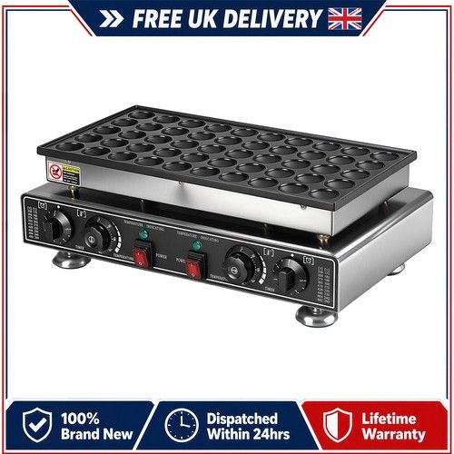 Commercial Poffertjes Maker Machine 50 Hole 1800W GEARZAAR UKCA Approved Unit