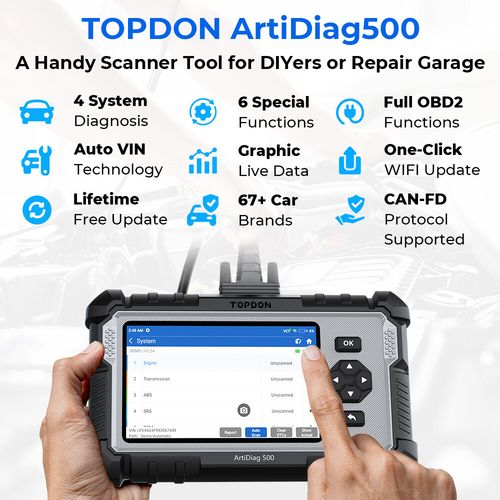 2026 TOPDON ArtiDiag500 OBD2 Scanner ABS SRS Car Diagnostic Tool Code Reader UK — image 2