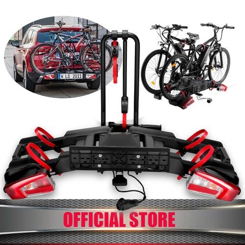 Anti-Theft Electric 2 Bike Rack Foldable E-Bike Tow Ball Carrier with Taillight
