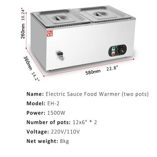 2/4/6 Pots Commercial Food 30-100℃ Warmer For Food Court Buffet Server Warmer
