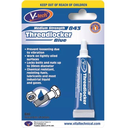 V-Tech Threadlocker Blue Anaerobic Adhesive Medium Strength Lock Bolts Nuts 6mL — image 2