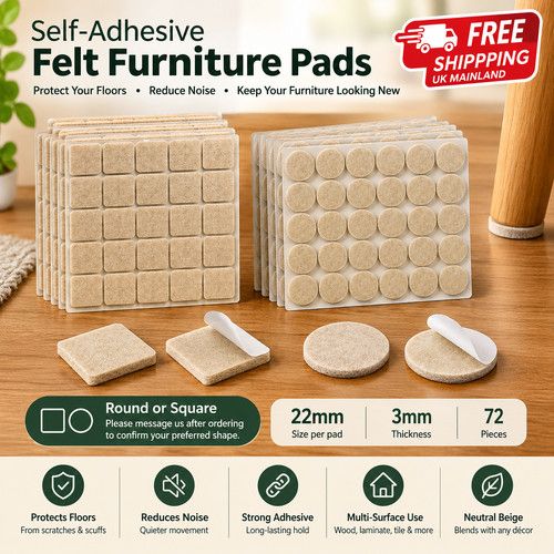 Self Adhesive Felt Chair Leg Pads Furniture Floor Scratch Protector Round Square