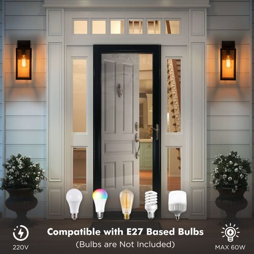 FTL Outdoor Lantern Wall Lights E27 Wall Lantern Porch Light  IP44 Matte, 2Pack — image 4