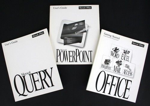 3 manuals Microsoft POWERPOINT/QUERY/GETTING STARTED User's Guides Office books