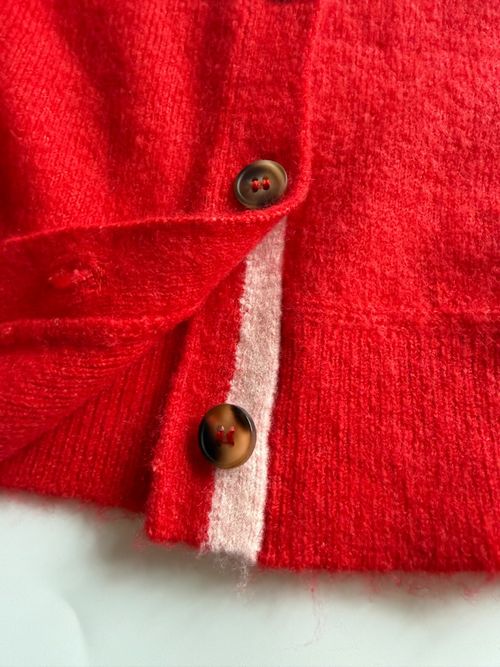 Oliver Bonas Red Short Sleeve Wool Blend Button Front Knitted Cardigan 6-18 — image 4