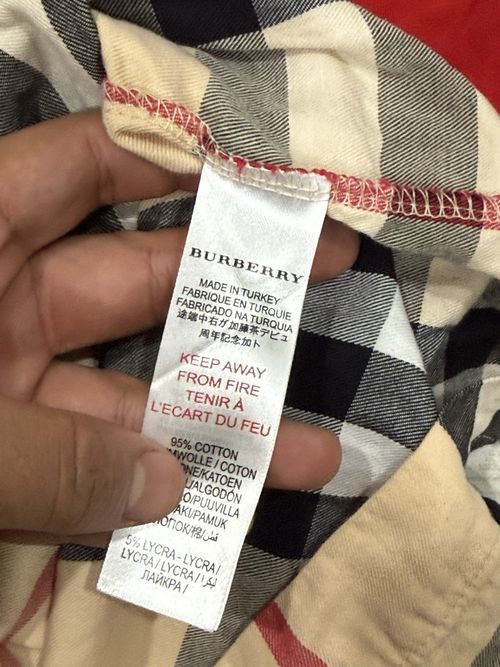Burberry Toddler Girls Red  Short Sleeve Shirt With Checkered Dress 5Y — image 5