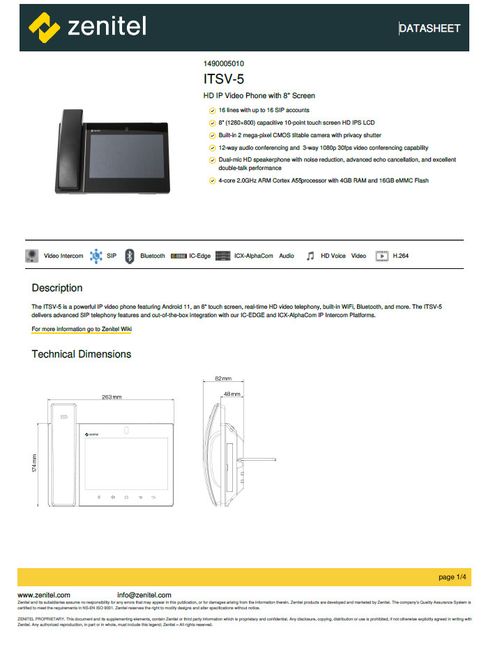 Zenitel ITSV-5 Desktop Intercom touch screen and video — image 2