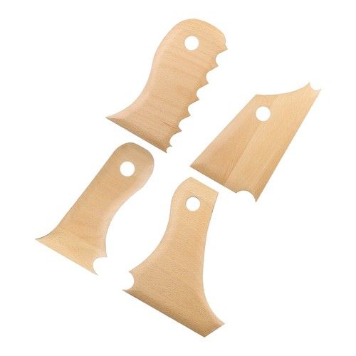 4pcs Pottery Ribs Trimming Tools Pottery Profile Rib Wooden Foot Shaper for Clay