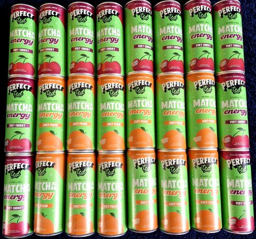 24 x 250ml PERFECT TED SPARKLING ENERGY DRINK - JUICY PEACH/VERY CHERRY FLAVOURS