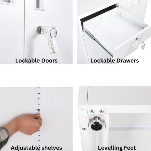 Atahome Metal Cabinet Storage Cupboard Lockable Steel Cabinet Adjustable Shelves — image 7