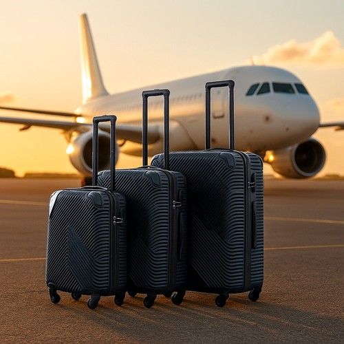 Neo Luggage Suitcase Set 3 Piece Hard Shell ABS Expandable Handle Inbuilt Lock