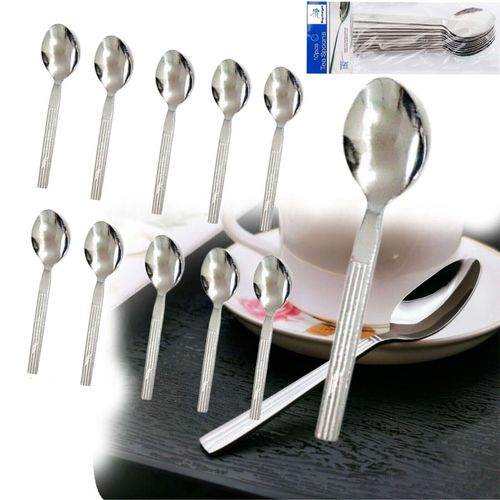 10x Tea Spoon Cutlery Set Teaspoons Tea Coffee Spoons Stainless Steel Silver UK — image 4