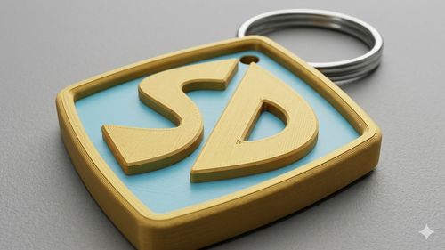 Scooby Doo Dog Tag Keychain – 3D Printed Cosplay Accessory Blue & Gold — image 1