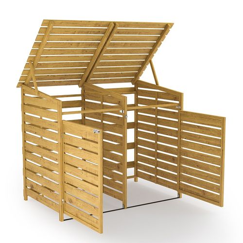 Wooden Wheelie Bin Storage Box Double/Triple Garden Outdoor 2/3 Dustbin Cabinet — image 2
