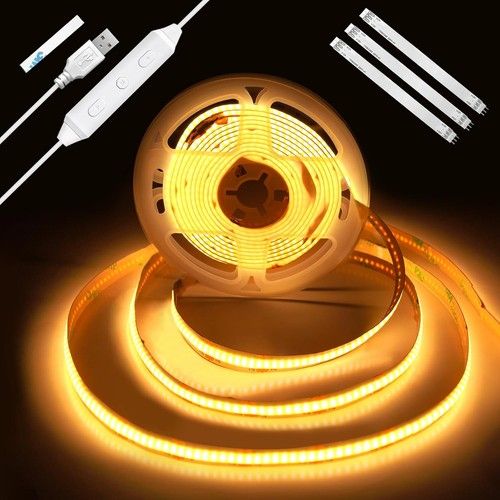 Enteenly COB LED Strip Light 2m USB 5V TV Backlight Dimmable Warm White