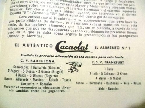 1956 Friendly Match Barcelona v Frankfurt S.V,  16 June Original Programme — image 4