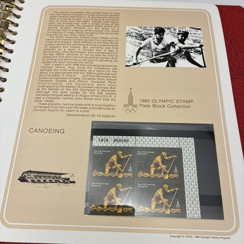 Lot of 76 plate blocks Official 1980 Olympics PLATE BLOCK Collection Album Set — image 21