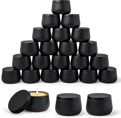 Candle Making Kit 24 Black Tins 4oz 2kg Soy Wax Flakes 10cm Pre Waxed Wicks — image 2