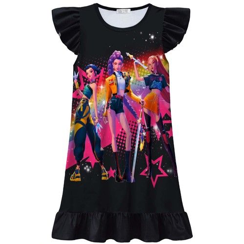 Kids Girls Kpop Demon- Sleepwear Dress Pyjamas Nightdress Nightwear Pjs Gift UK!