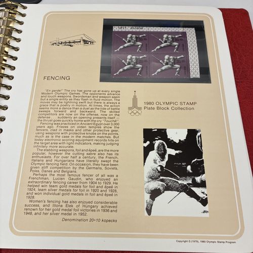 Lot of 76 plate blocks Official 1980 Olympics PLATE BLOCK Collection Album Set — image 15