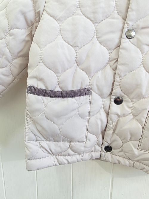 Nutmeg 12-18 months beige quilted snap button up jacket corduroy collar — image 2