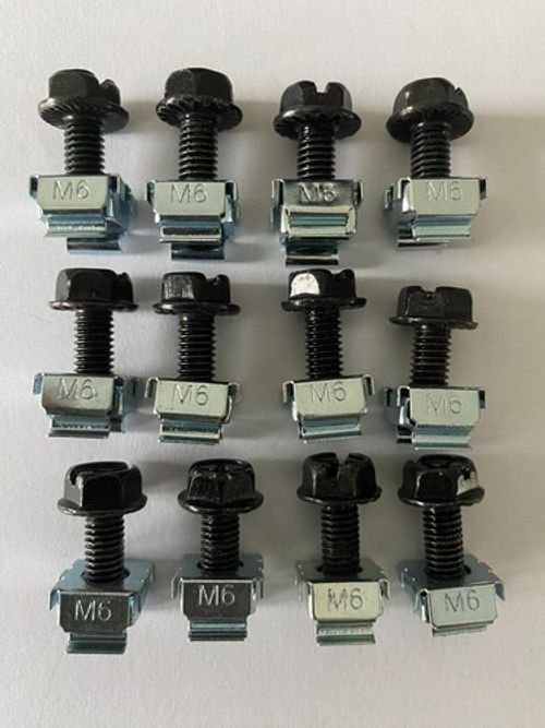 12 X HEAVY DUTY M6 Cage Nuts Set Bolts 10MM HEX, FLAT, POZI DRIVE HEAD 16MM L