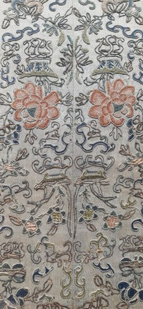 Antique Chinese Embroidered Panelled Sleeve Qing Dynasty Silk Embroidery Framed