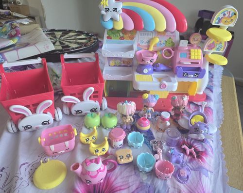 Kindi Kids Kindi Fun Supermarket Playset Bunny Carts Shopkins Toy Bundle Lot Toy — image 4