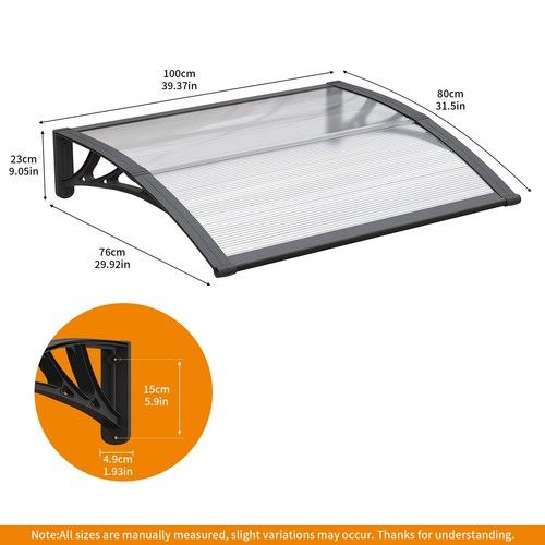 80cm Window Awning Door Canopy Outdoor Awning Rain Shelter for Window Porch