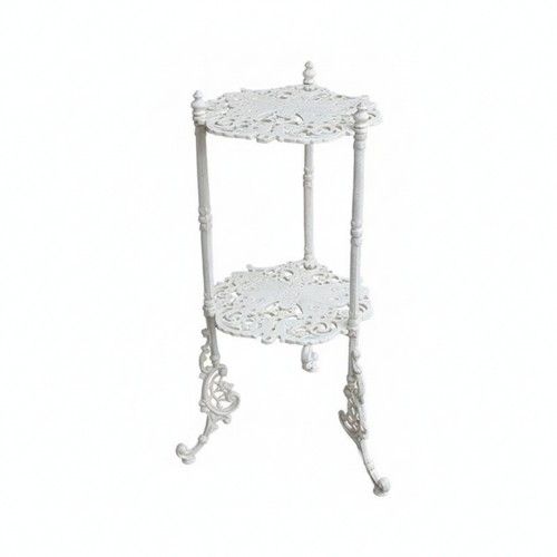 Cast-Iron Flower Stand Ornate Two-Tier Plant Stand Heavy Duty for Patio, Balcony